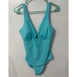 MOONTIDE Womens Sz 10 Aqua Blue One Piece Swim bathing suit Simple and sweet